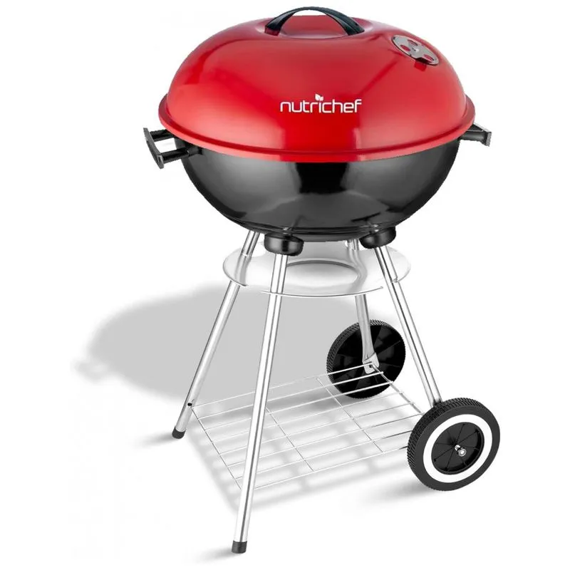 Churrasqueira A Carvao Portatil Nutrichef Em Aco Inoxidavel Com Rodas, Cor, Nutrichefkitchen Slcgr40, Vermelho