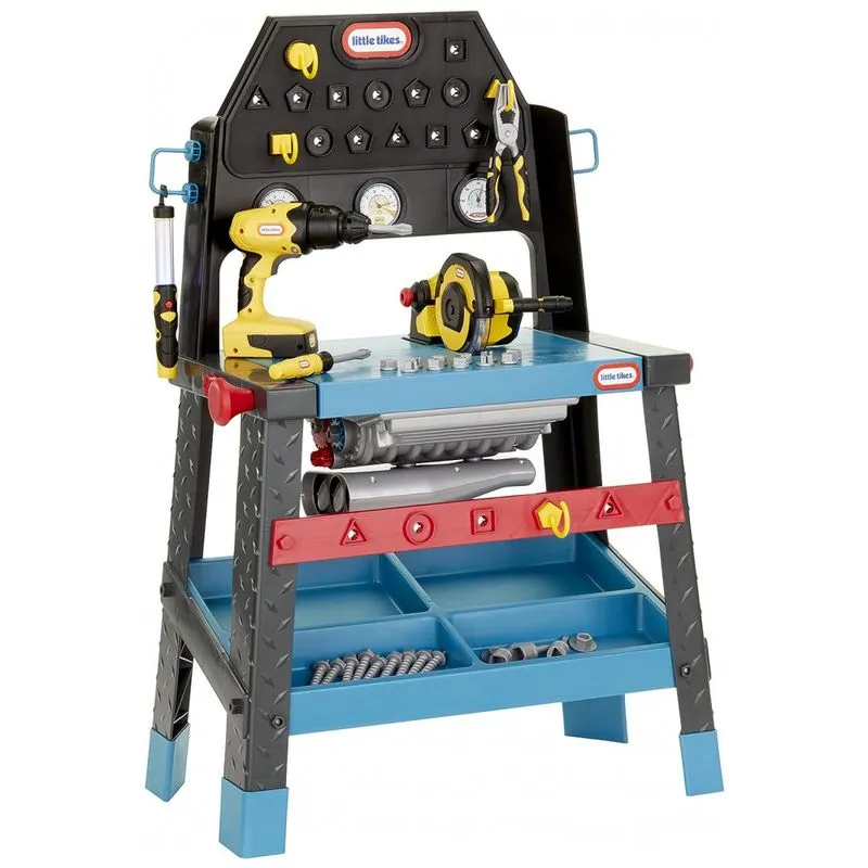 Oficina De Trabalho 2 Em 1 Com Mais De 50 Acessorios Para Criancas Acima De 3 Anos, Little Tikes 660931euc, Azul