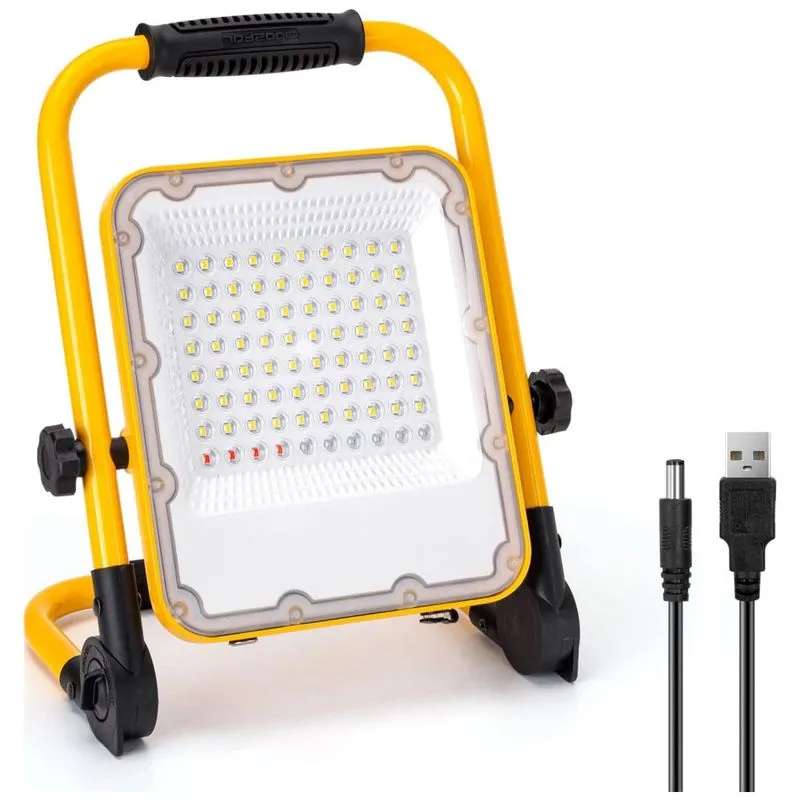 Luz De Trabalho Led Portátil 50w 5000 Lúmens Recarregável Usb, Amarela, Aigostar, Amarelo