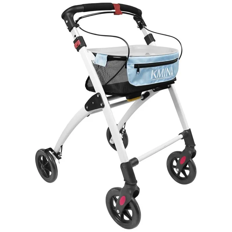 Andador Adulto Idoso Com Assento, Suporta Até 136 Quilos, Kmina Pro, Azul