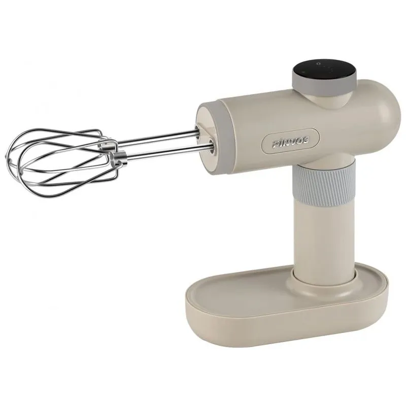 Batedeira De Mao Eletrica Com 6 Velocidades E Carregamento Usb, 110v, Pinvos Hm 01a W, Bege
