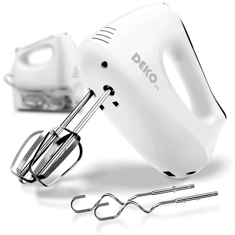 Batedeira De Mao Eletrica Com 5 Velocidades E 4 Acessorios De Aco Inoxidavel, 110v, Dekopro, Branco