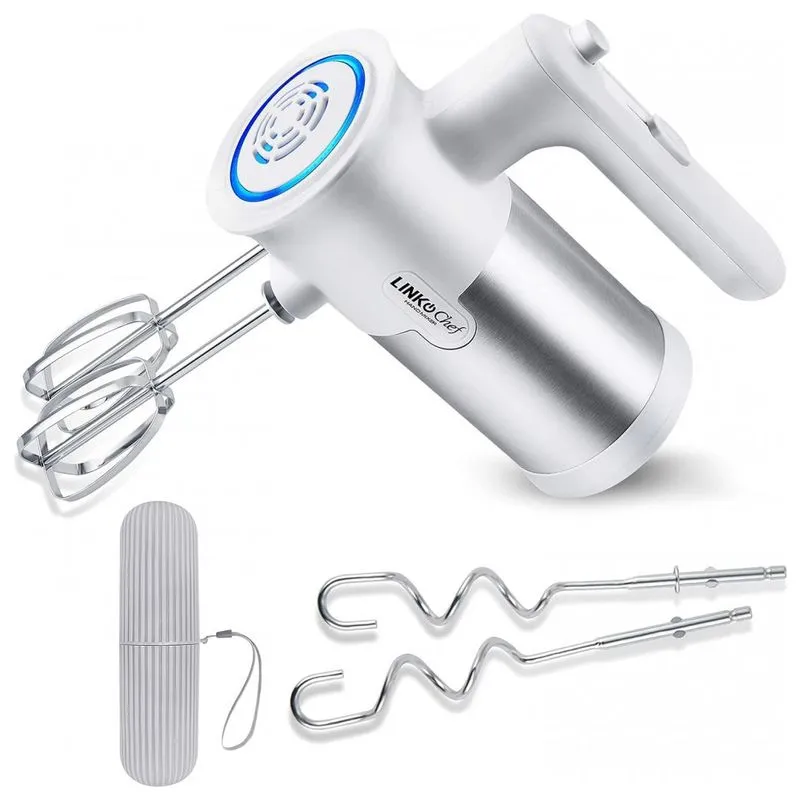 Batedeira De Mão Elétrica Com 5 Velocidades E 3 Acessórios 250w Branca, 110v, Linkchef, Branco