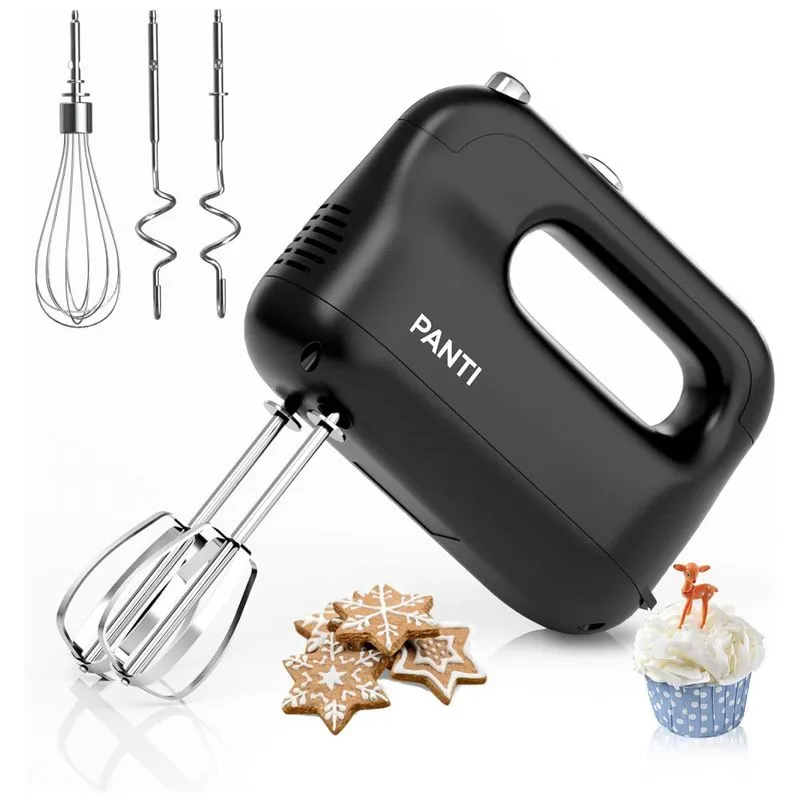 Batedeira De Mao Eletrica Com 5 Velocidades E 3 Acessorios 150w, 110v, Panti, Preto