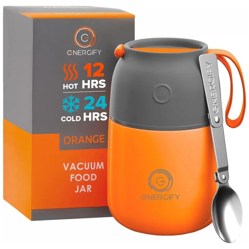 Frasco Térmico 500ml Em Aço Inoxidável Com Colher, Energify, Verde