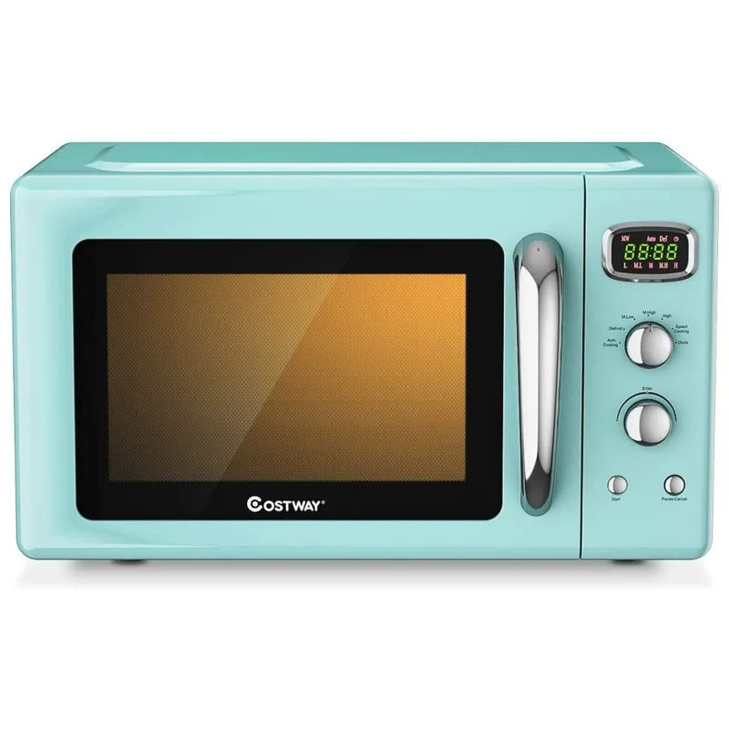Micro Ondas Retrô De Bancada Simoe Com 5 Configurações 900w, Menta, 110v, Costway, Verde