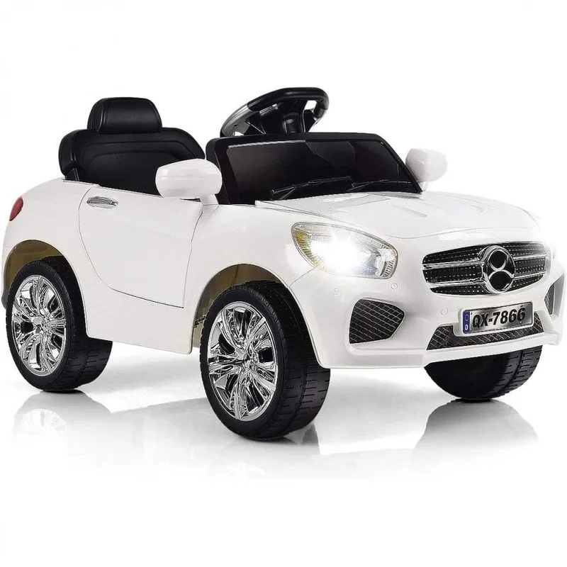 Carro Elétrico Infantil A Bateria 6v E 1 Assento Com 2 Velocidades E Luzes Led, Usb, Olakids, Branco