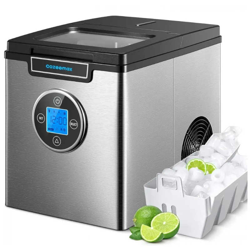 Maquina De Gelo Ate 12 Kg Em 24h Portatil Com Painel Digital, 150w, 110v, Cozeemax, Prateado