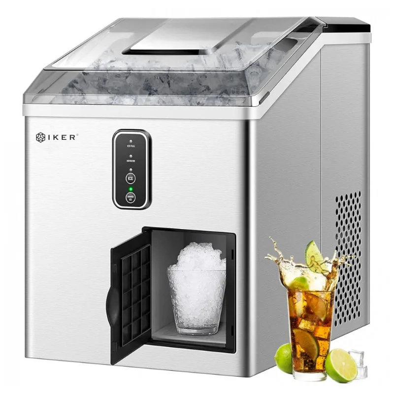 Maquina De Gelo Ate 14 Kg Em 24h Portatil Em Aco Inoxidavel, 700w, 110v, Iker, Prateado