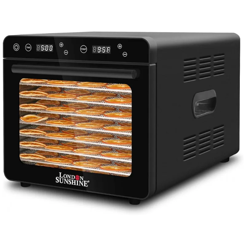 Desidratador De Alimentos Com 8 Bandejas E Controle Digital, Aco Inoxidavel 700w, 110v, London Sunshine, Preto