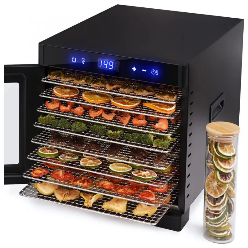 Desidratador De Alimentos Com 8 Bandejas E Controle Digital Em Aço Inoxidável 700w, 110v, Gdor, Preto