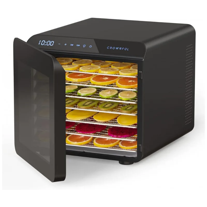 Desidratador De Alimentos Com 7 Bandejas E Controle Digital, Aco Inoxidavel 600w, 110v, Crownful, Preto