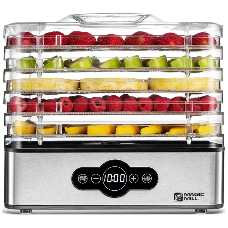 Desidratador De Alimentos Com 5 Bandejas E Controle Digital 240w, 110v, Magic Mill, Prateado