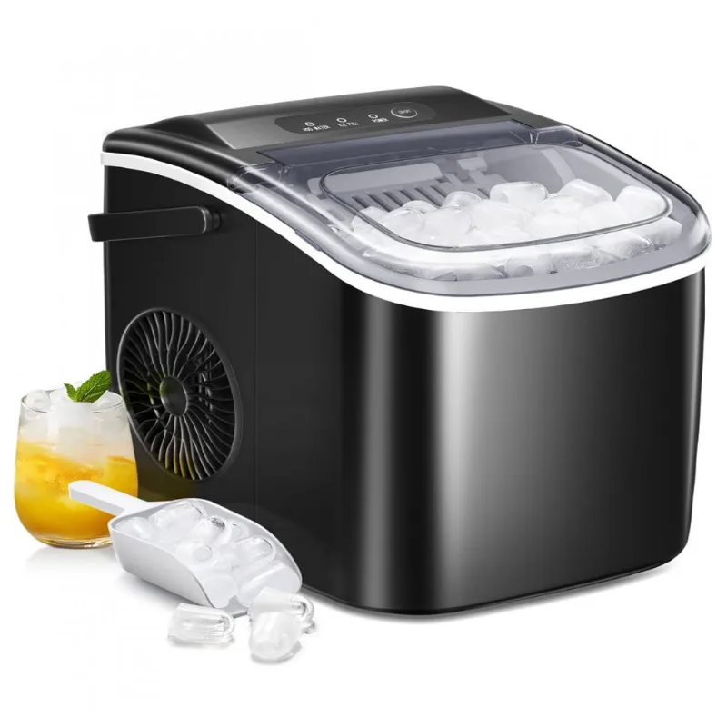 Máquina De Gelo Até 11 Kg Em 24h Portátil, 110v, Aglucky, Preto