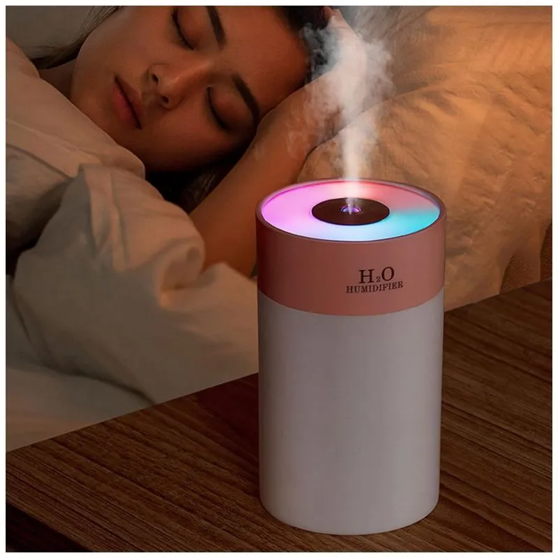 Umidificador Portatil Gbsell 260ml Com Luzes Led E Carregamento Usb 110v, Rosa