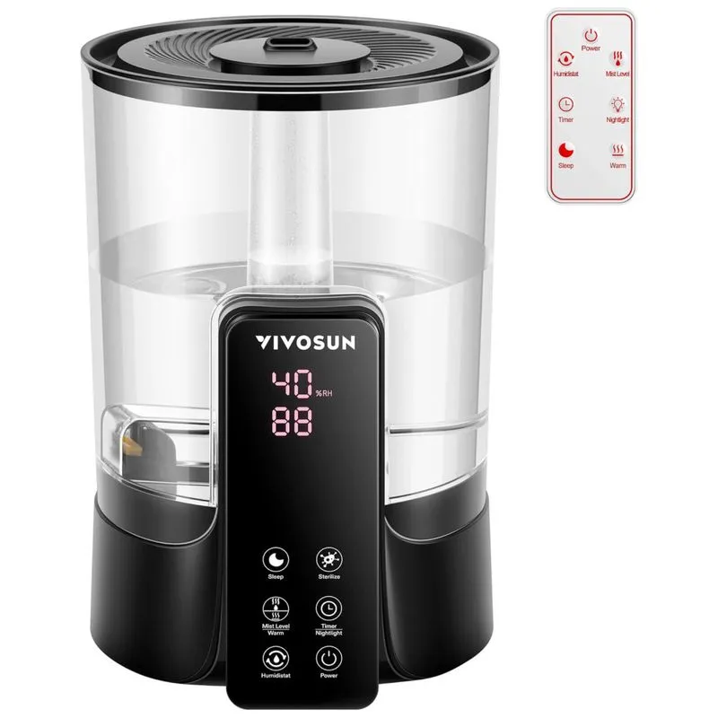 Umidificador Ultrassônico Portátil Vivosun 6 Litros Até 12h, 110v, Preto