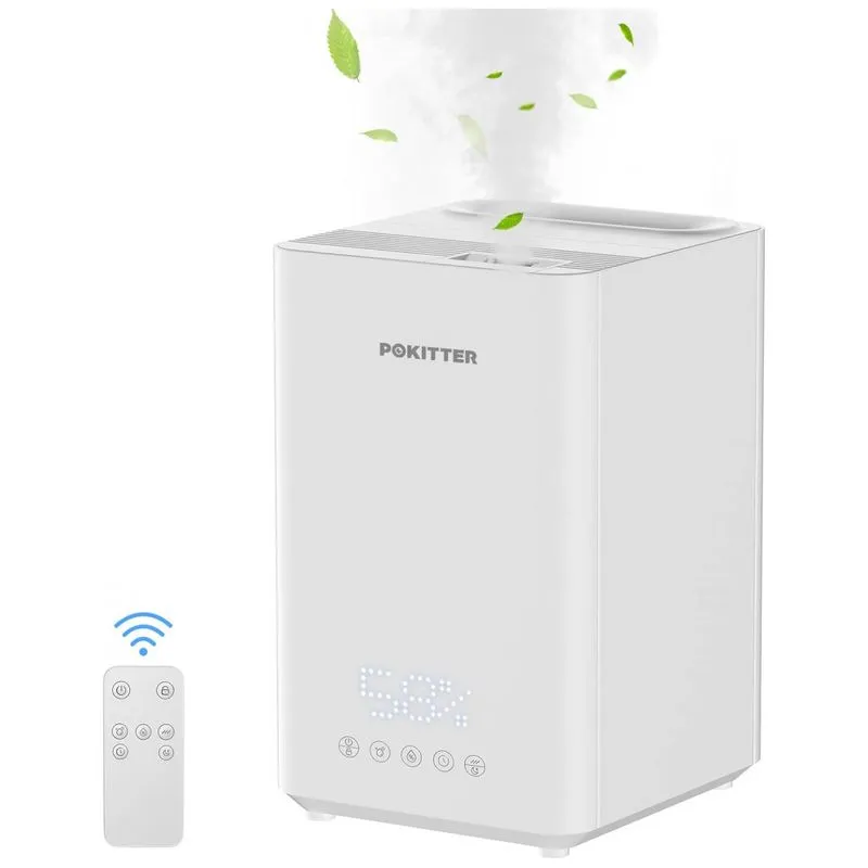 Umidificador Ultrassonico Portatil Pokitter 5 Litros Com Controle Remoto, 110v, Branco