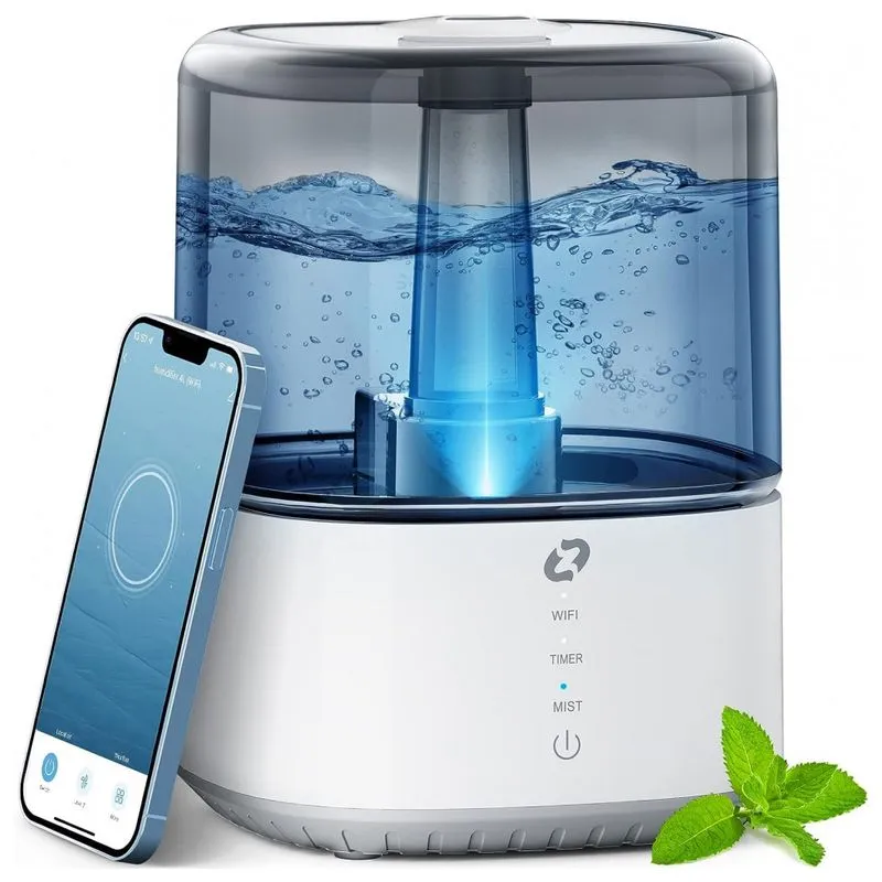 Umidificador Ultrassônico Portátil Zoesure 2,5 Litros Com Controle Por App, 110v, Cinza