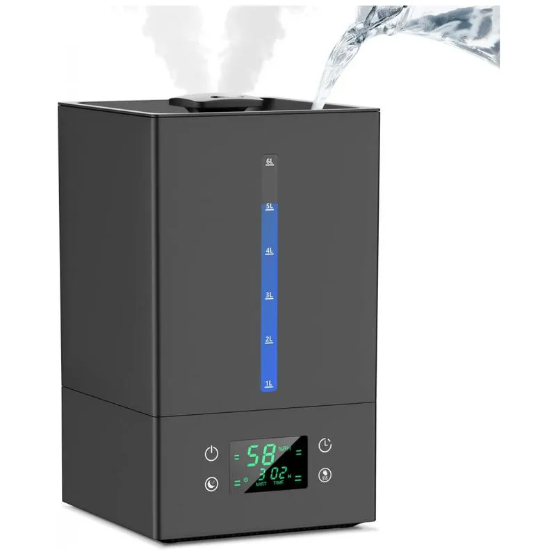 Umidificador Ultrassonico Portatil Woaedmby 6 Litros Ate 50h E Giratorio Em 360 , 110v, Preto Brilhante
