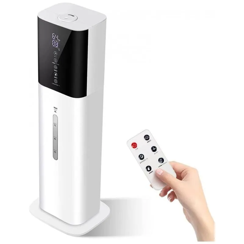 Umidificador Ultrassonico Portatil Hiswelle 8l Ate 40h Com Controle Remoto E Visor Digital, Branco