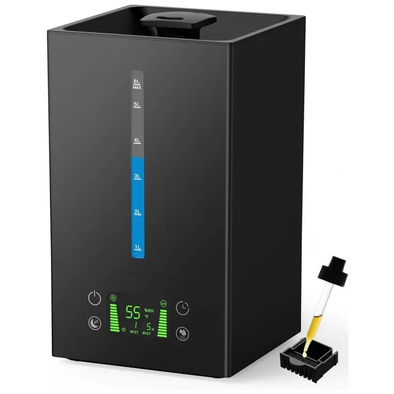 Umidificador Ultrassonico Portatil Fulealfly 6 Litros Ate 50h E Giratorio Em 360 , Preto
