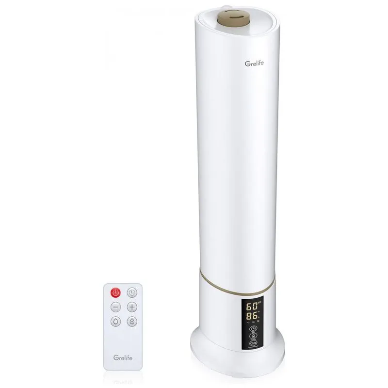 Umidificador Ultrassonico Portatil Grelife 9l Ate 40h Com Controle Remoto E Visor Digital, Branco