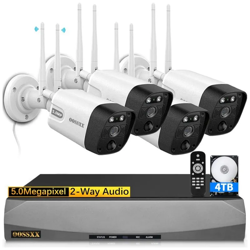 Sistema De Câmera De Segurança Sem Fio 3k Wi Fi Oossxx Com Cartão De 4tb