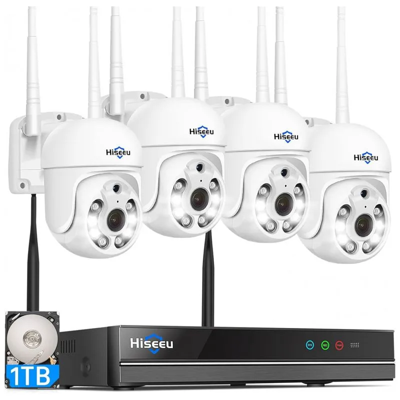 Sistema De Camera De Seguranca Hiseeu 4 Cameras, Controle Remoto Cartao De Memoria 1 Tb