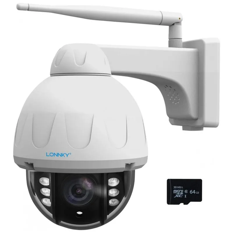 Camera De Seguranca Lonnky 5mp Com Zoom Optico 5x Cartao Sd 64gb Ip66 A Prova Dagua