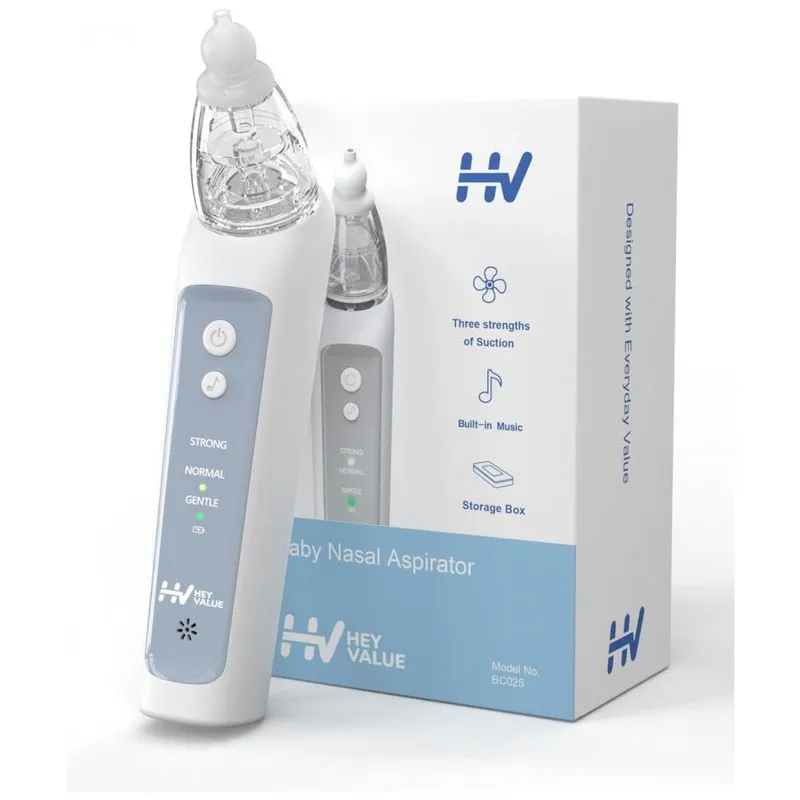 Aspirador Nasal Eletrico Para Bebe Heyvalue Recarregavel Com Sons Suaves, Azul