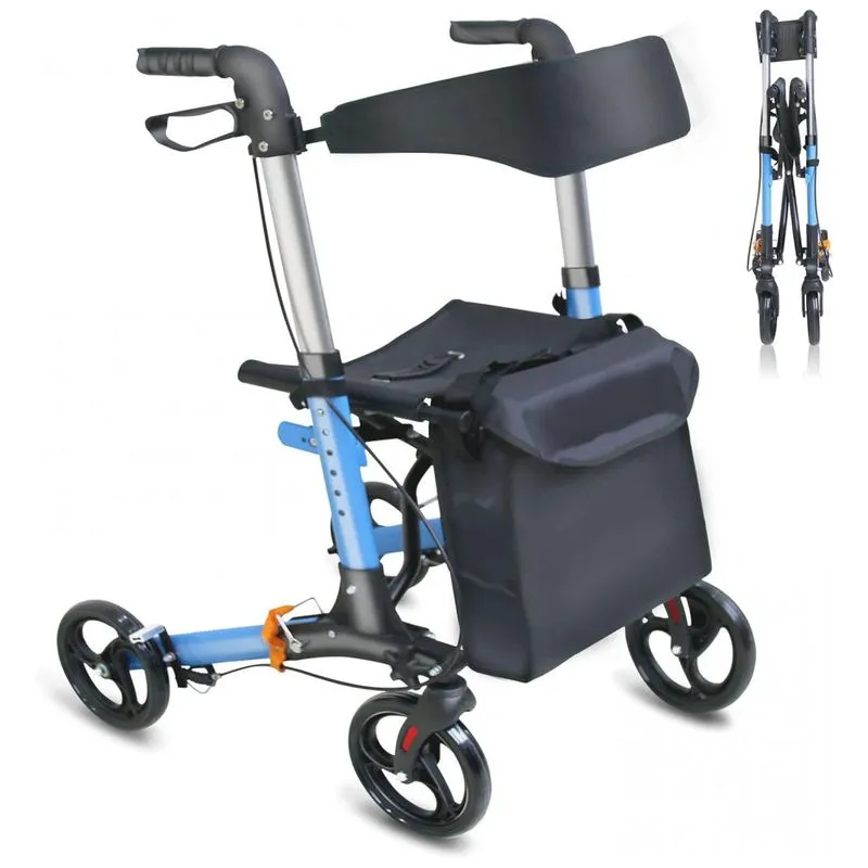 Andador Adulto Idoso Agtagues Com Assento, Suporta Ate 136 Quilos, Azul