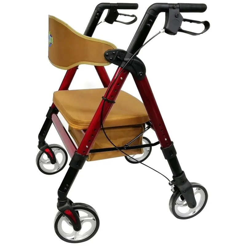 Andador Adulto Idoso Healthline Com Assento, Suporta Até 200 Quilos, Vermelho