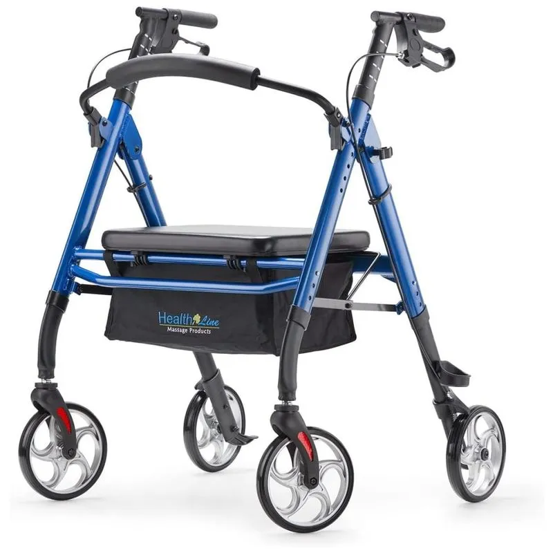 Andador Adulto Idoso Healthline Com Assento, Suporta Até 226 Quilos, Azul