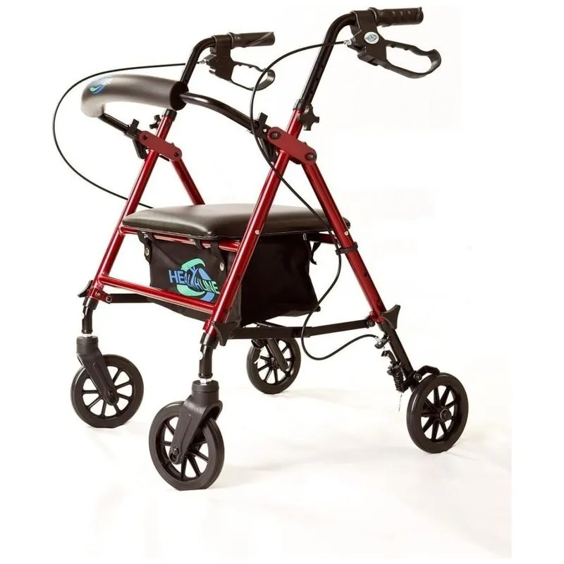 Andador Adulto Idoso Healthline Com Assento, Suporta Até 136 Quilos, Vermelho
