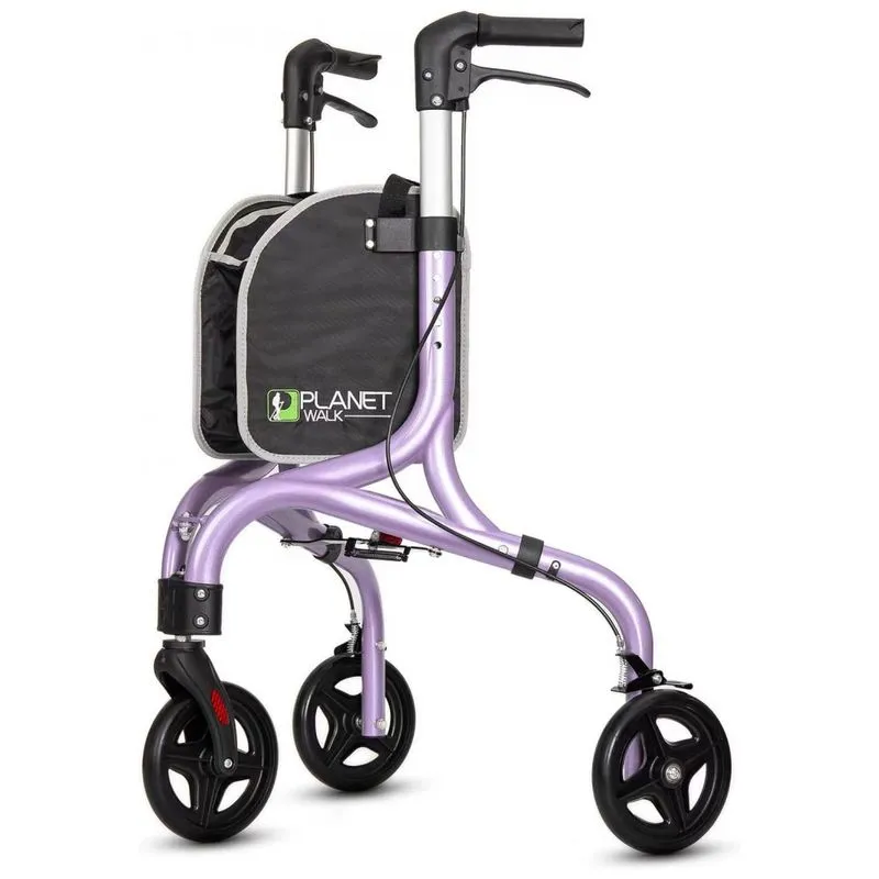 Andador Adulto Idoso 3 Rodas Planet Walk Em Aluminio E Ultraleve, Suporta Ate 136 Quilos, Roxo