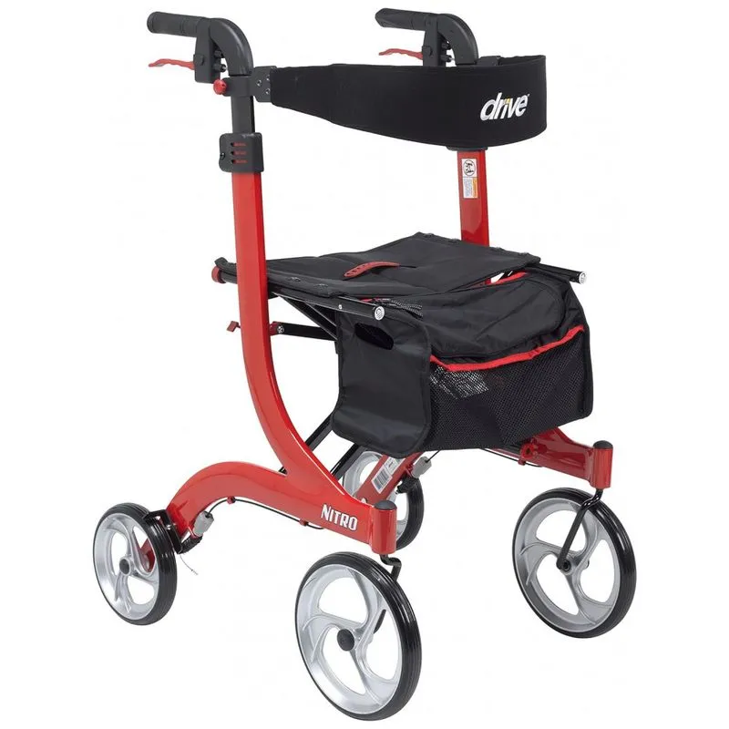 Andador Adulto Idoso Drive Medical Rtl10266t Nitro Dlx Com Assento E Bolsa, Vermelho