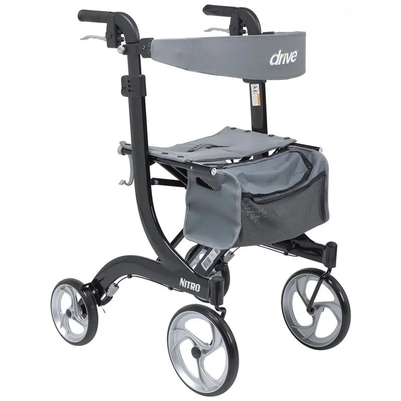 Andador Adulto Idoso Drive Medical Rtl10266bkt Nitro Nitro Dlx Com Assento E Bolsa, Preto