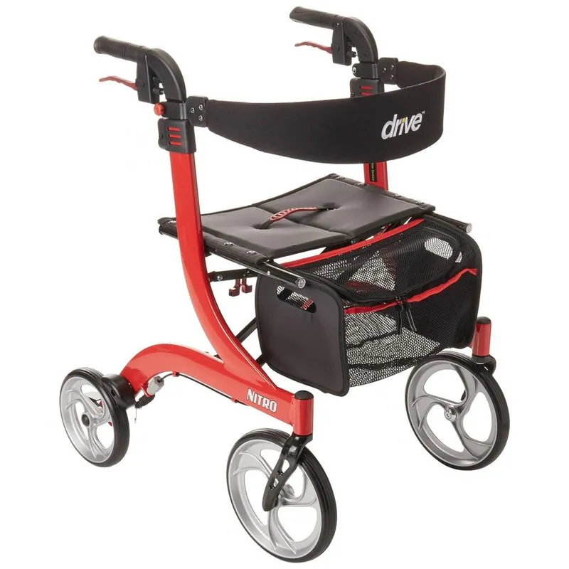 Andador Adulto Idoso Drive Medical Rtl10266 Nitro Euro Style Com Assento E Bolsa, Vermelho