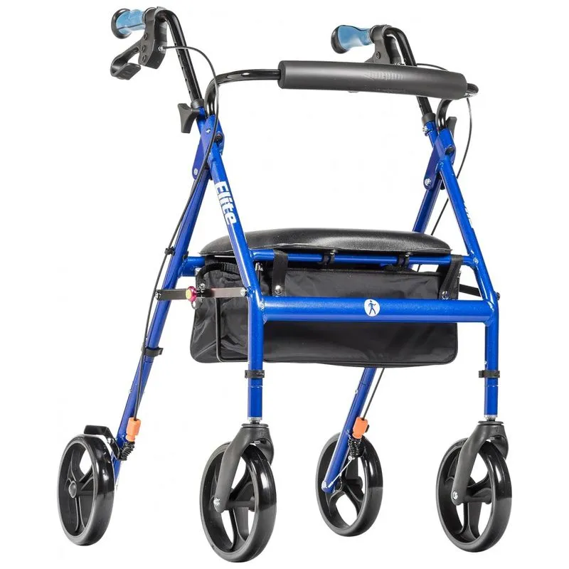 Andador Adulto Idoso Hugo Elite 700959e Com Assento E Bolsa, Suporta Ate 136 Quilos, Azul
