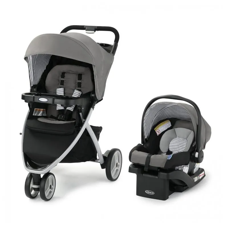 Carrinho De Bebe Com Cadeira Para Carro Graco Tempo Para Criancas De 2 A 15 Quilos, Cinza