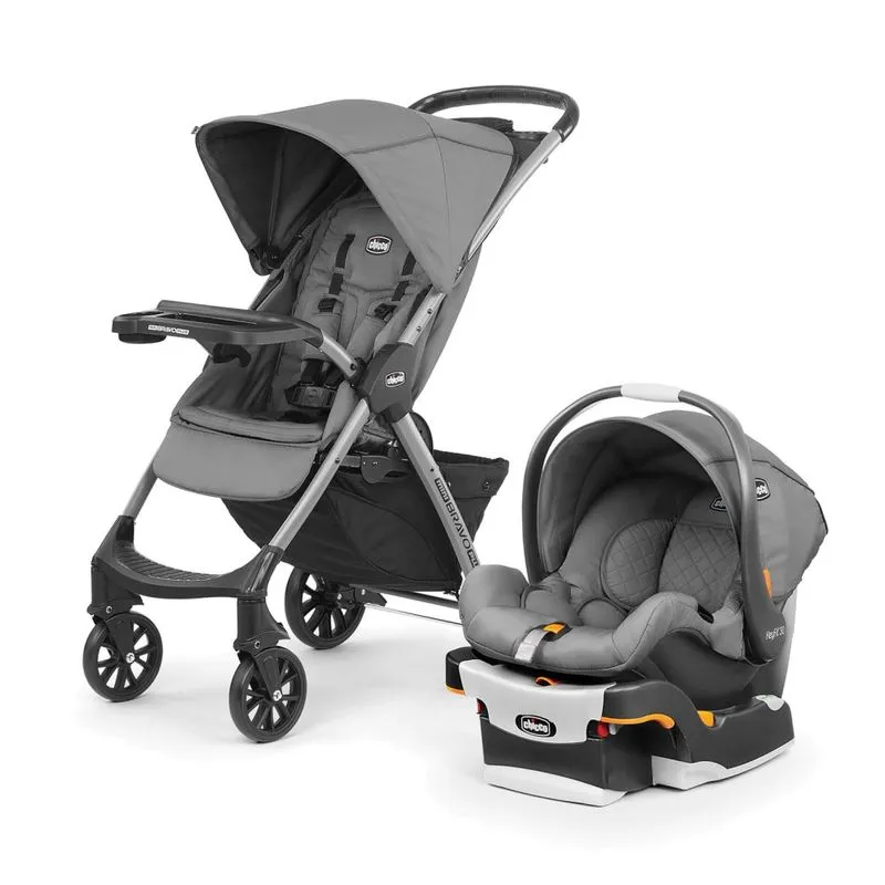 Carrinho De Bebê Com Cadeira Para Carro Chicco Mini Bravo Plus Até 22 Quilos, Cinza