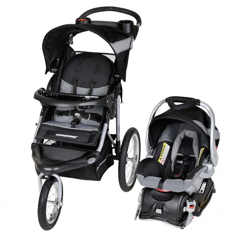 Carrinho De Bebe Com Cadeira Para Carro Baby Trend Corredor, Preto E Branco