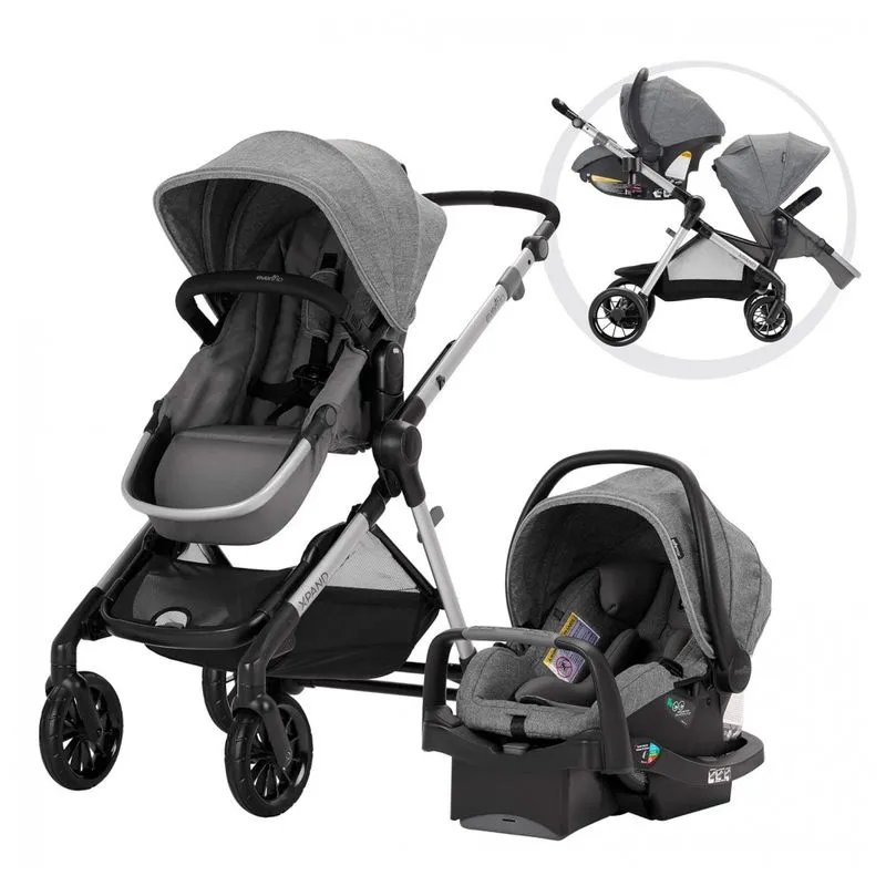 Carrinho De Bebe Com Cadeira Para Carro Safemax Evenflo Pivot Xpand, Cinza