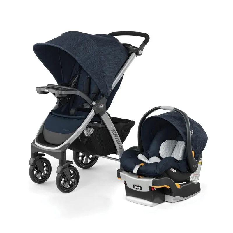 Carrinho De Bebê 3 Em 1 Com Cadeira Para Carro Keyfit 30 Chicco Bravo, Azul