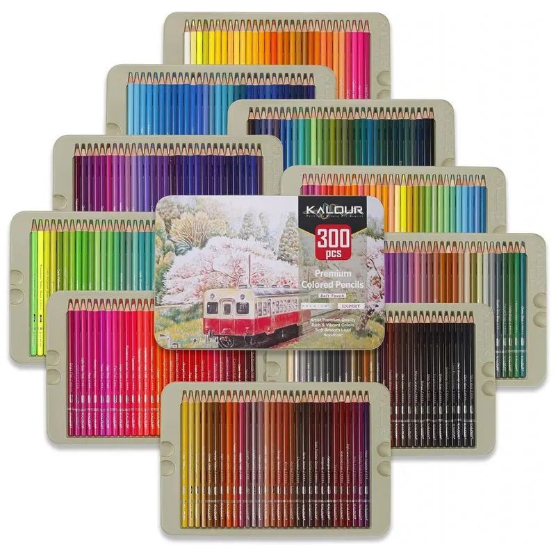 Kit Lapis De Cor Profissional Com Estojo 300 Pecas, Kalour