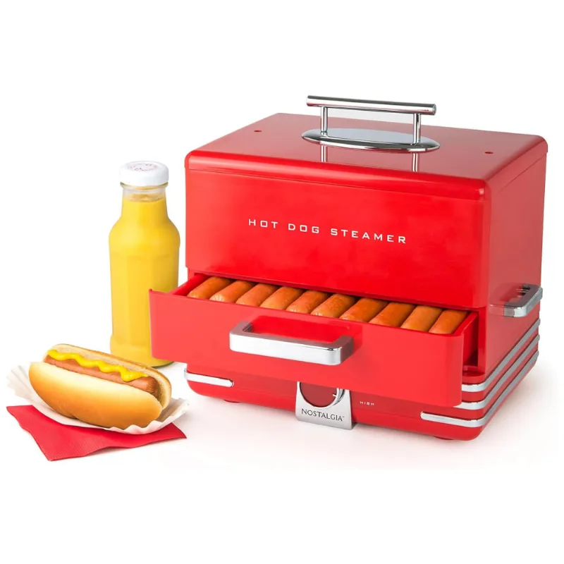 Maquina De Hot Dog Retro Ate 20un Por Vez Em Aco Inoxidavel, 110v, Nostalgia, Vermelha