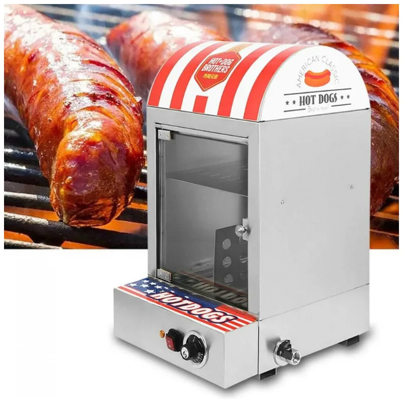 Maquina De Hot Dog Profissional Em Aco Inoxidavel, 110v 1500w, Tbvechi, Prata E Vermelha