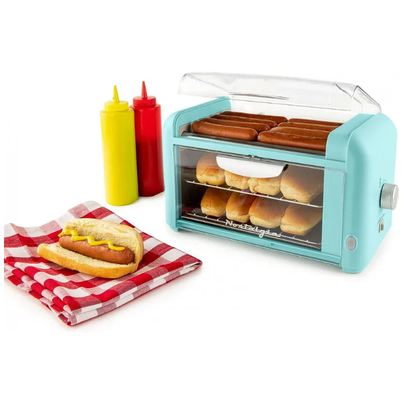Maquina De Hot Dog Retro Ate 8un Por Vez Em Aco Inoxidavel, 110v 1500w, Nostalgia, Azul