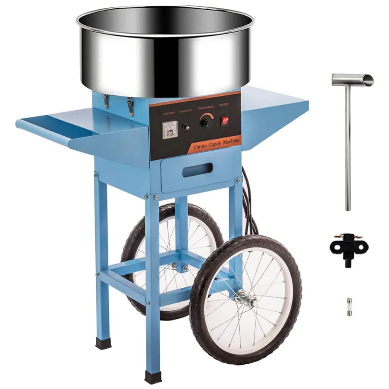 Carrinho De Algodão Doce Elétrico Profissional Em Aço Inoxidável, 110v 1000w, Tianai, Azul