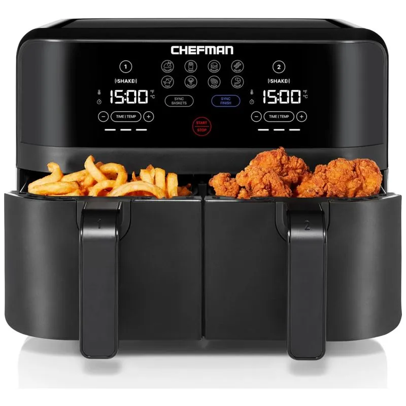 Fritadeira Eletrica Airfryer 9l Com Painel Digital E Cesto Duplo, 110v, Chefman, Preta